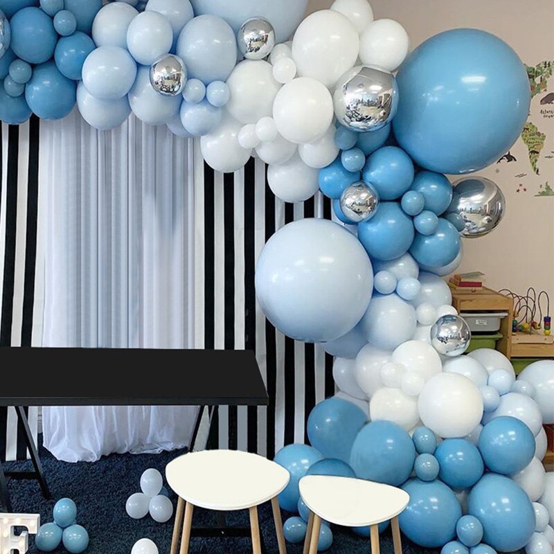 pcs White Blue Macaron Balloon Garland Arch Kit Wedding Birthday Party DIY Decoration Globos Latex Balloons Boy Baby Shower Inflatable Decorations