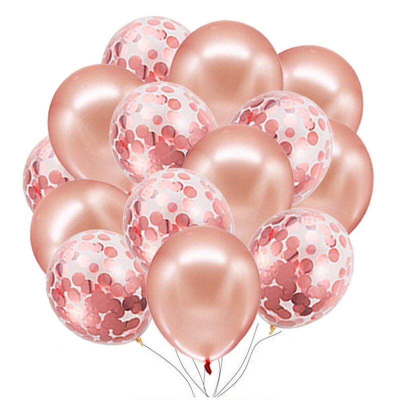 Rose Gold Silver Foil Confetti Balloon Set Banner Curtain Women th Birthday Party Decoration Supplies Inflatable Decorations