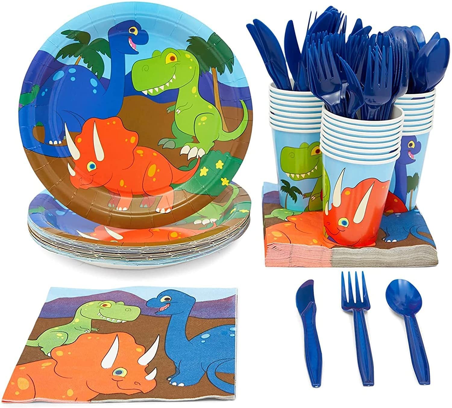 Forest Dinosaur World Theme Paper Plate Cup Towel Tablecloth Tableware Set Kids Birthday Party Decoration 