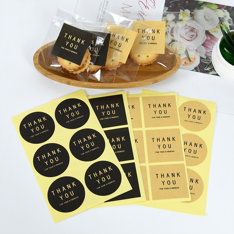 pcs Thank Paper Stickers Round Square Seal Label Paste Baking Biscuit Bag Decorative Scrapbook Gift Stationery Sticker 