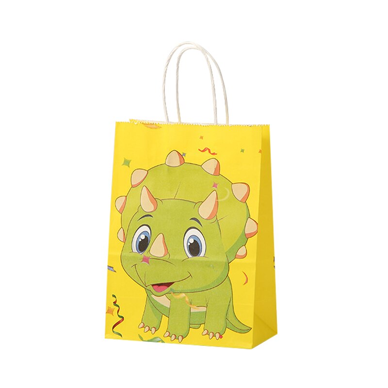 pcs Cartoon Dinosaurs Gifts Bag Handheld Kraft Paper Bags Candy Cake Packaging Kids Jungle Birthday Anniversary Party Supplies 