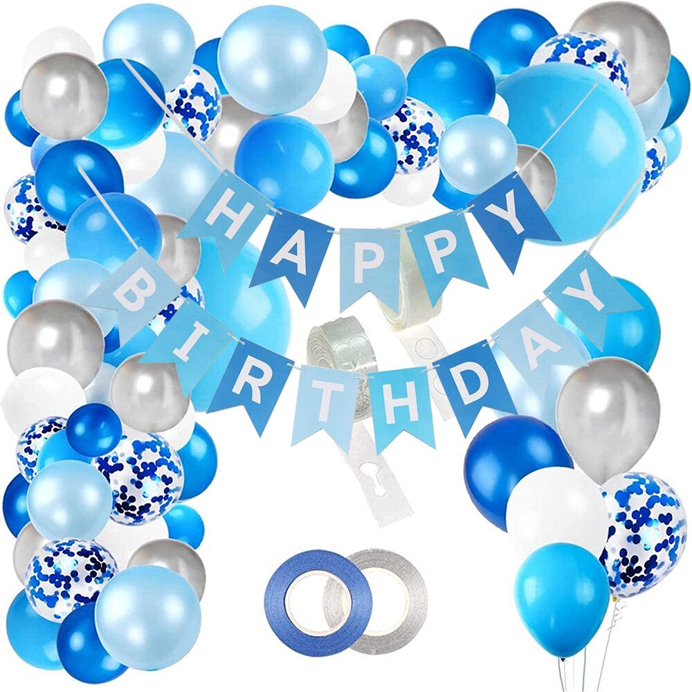 Blue Confetti Latex Balloon Set Happy Birthday Letter Banner th Party Decoration Supplies Inflatable Decorations