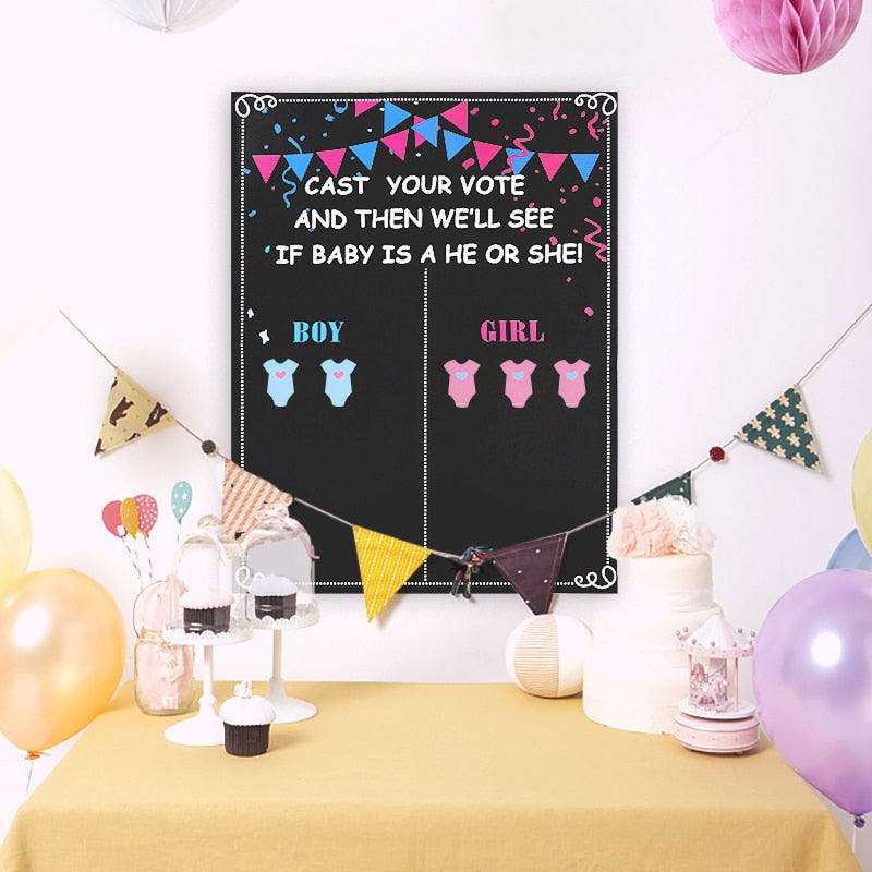 Gender Reveal Secret Game Poster Sticker Baby Shower Boy Girl Voting Board Creative Party Decorations 