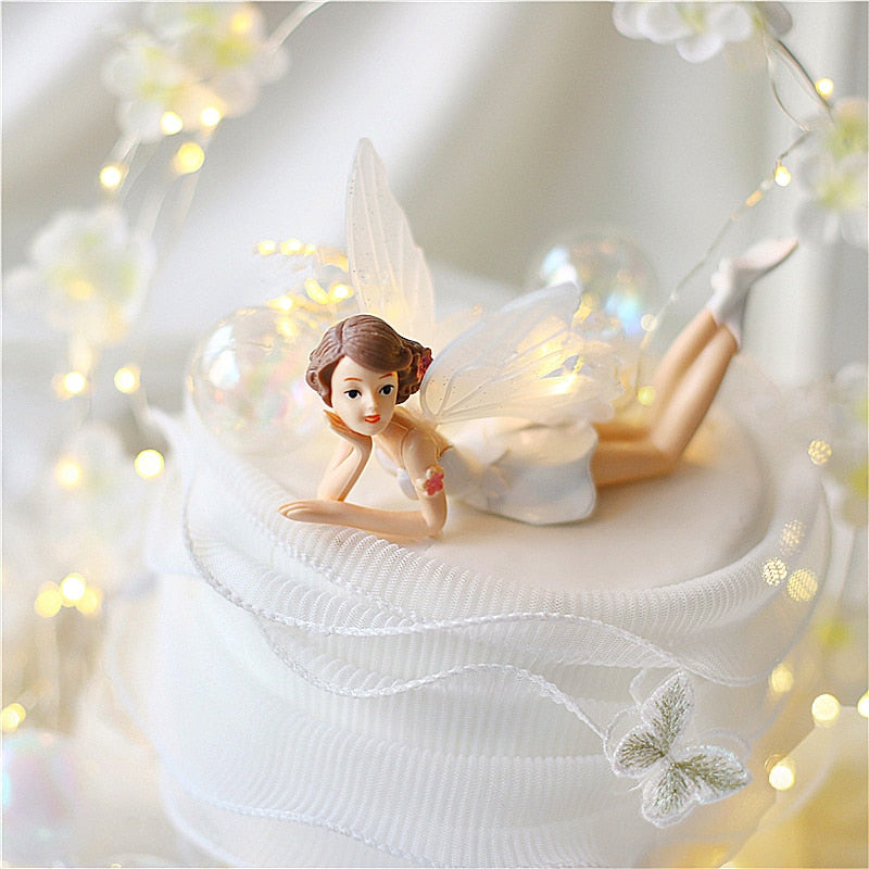 Elves Flower Fairy Cake Toppers Wedding Dessert Decoration Valentine's Day Party Lovely Girl Princess Happy Birthday Gifts 