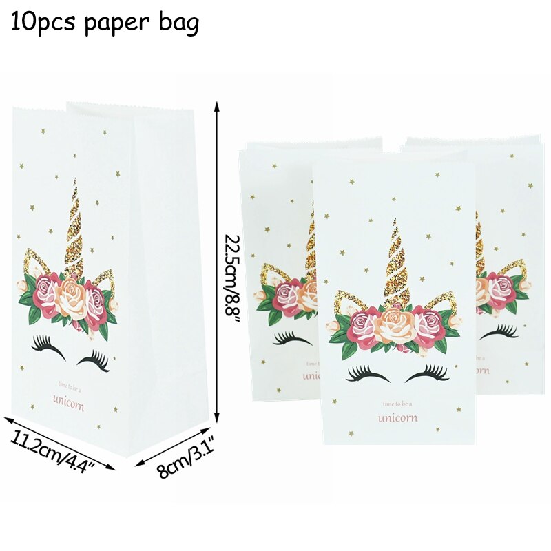 Unicorn Theme Party Paper Gift Bags Popcorn Cookie Candy Bag Box Kids Birthday Decoration Wedding Baby Shower Supplies 