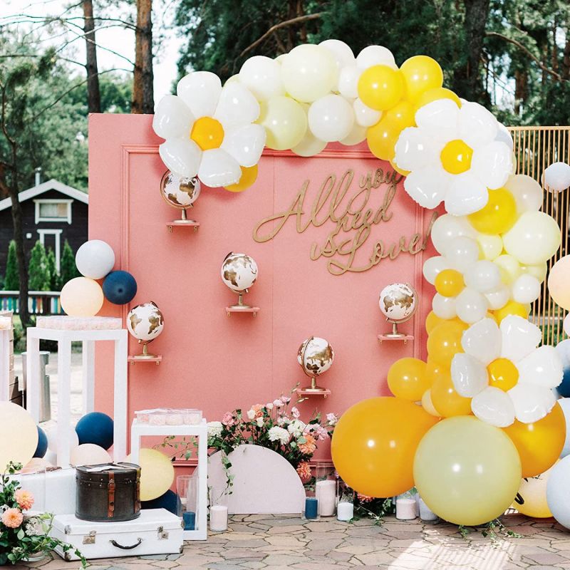 119pcs Yellow Daisy Flower Balloon Arch Garland Kit for Wedding Birthday Party Decoration Gender Reveal Baby Shower Background PartyDecorHQ