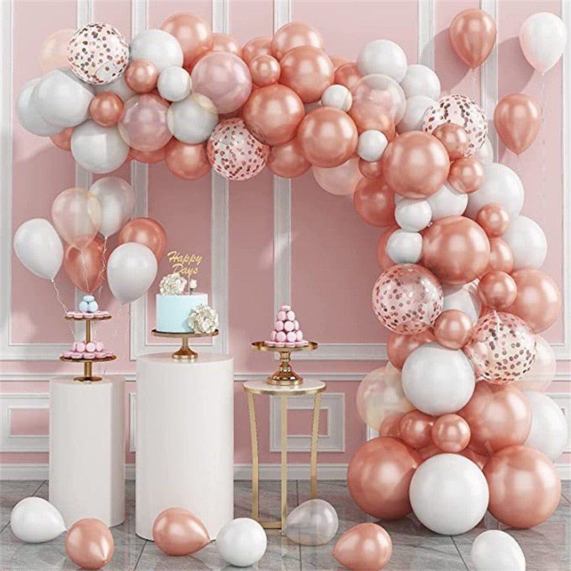 92pcs Rose Gold Balloons Garland Arch Kit for Wedding Birthday Party Decoration Baby Shower Anniversary Bachelorette Decor PartyDecorHQ