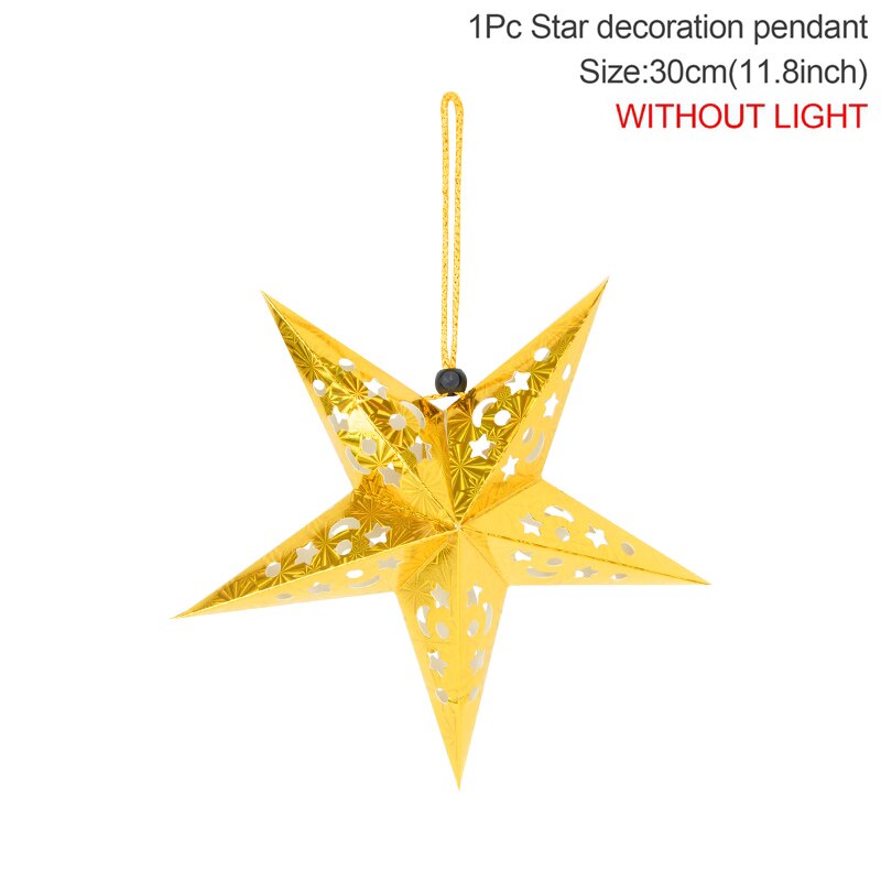 30/45/60cm Hollow Out Star Hanging Pendant Eid Mubarak Decorative Home Party Outdoor Paper Lantern Stars Lampshade Garden Decor PartyDecorHQ