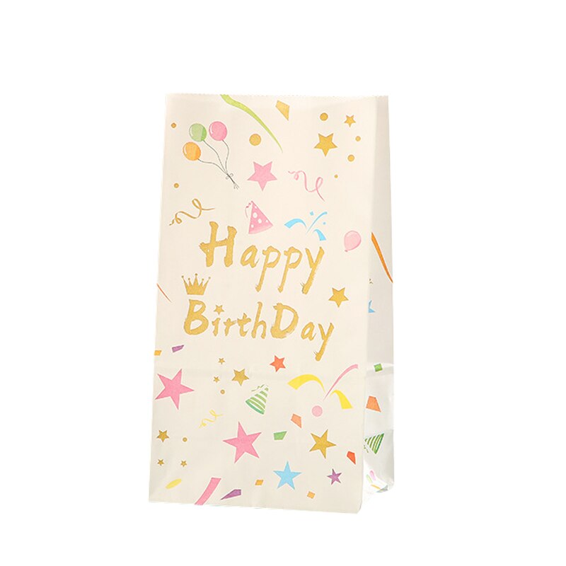 pcs Happy Birthday Gifts Bag Flower Pattern Kraft Paper Bags Candy Cake Packaging Boy Girl Anniversary Party Supplies 