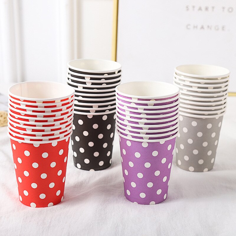 pcs Disposable Dot Pattern Paper Cup Pink Black White Drinks Wine Cups Wedding Birthday Party Decoration Baby Shower Supplies 