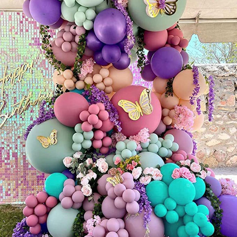 Pcs Pink Purple Blue Green Macaron Balloons Garland Gold Butterfly Balloon Arch Holllow Butterflies Birthday Party Decor Inflatable Decorations