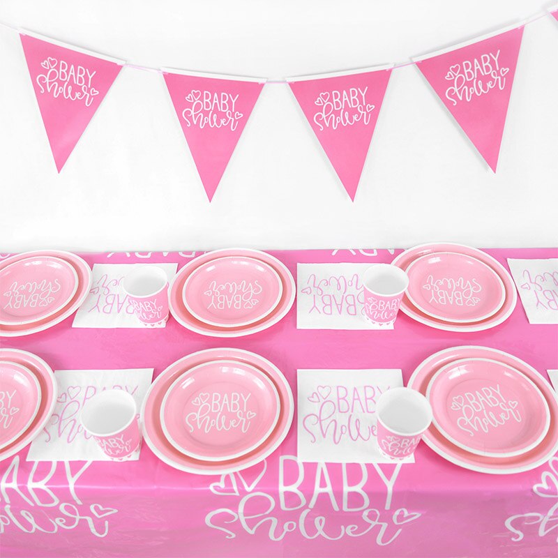 Baby Shower Disposable Tableware Pink Blue Boy Girl Paper Plate Cup Napkin Gender Reveal Birthday Party Table Decorations 