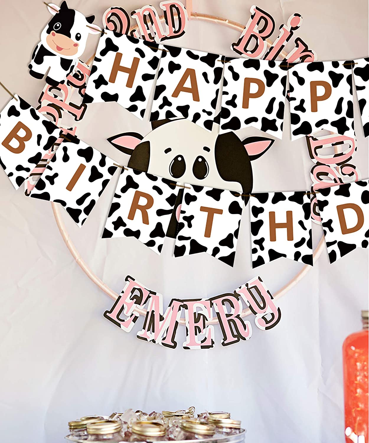 Farm Themed Party Decoration Black White Cow Happy Birthday Banner Child st nd rd Supplies 