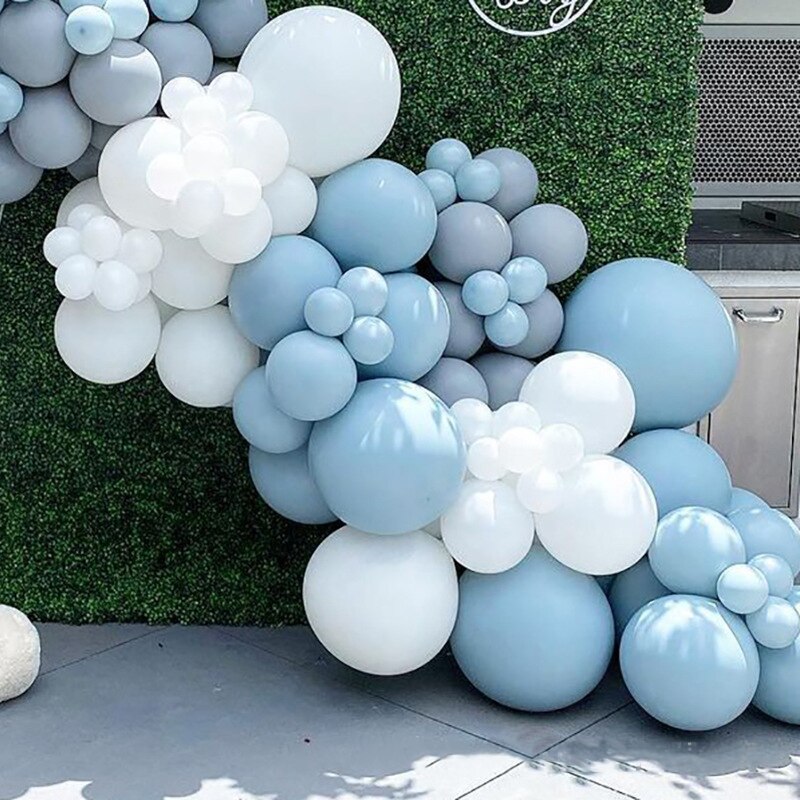 pcs Balloons Garland Arch Kit Blue White Grey Balloon Kids Birthday Party Decoration Baby Shower Wedding Background Decor Inflatable Decorations