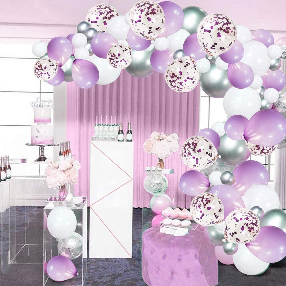 100pcs Macaron Purple White Balloons Garland Arch Kit for Wedding Birthday Party Decoration Baby Shower Anniversary Supplies PartyDecorHQ