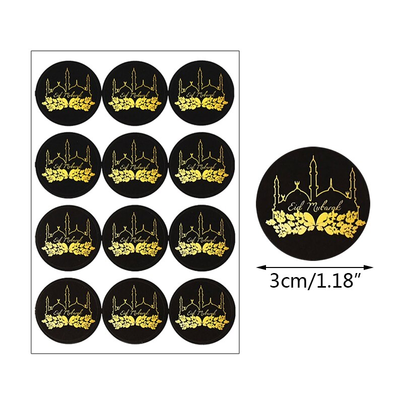 pcs Eid Mubarak Paper Sticker Ramadan Gift Packaging Seal Label Islamic Muslim Festival Party Decoration Supplies 