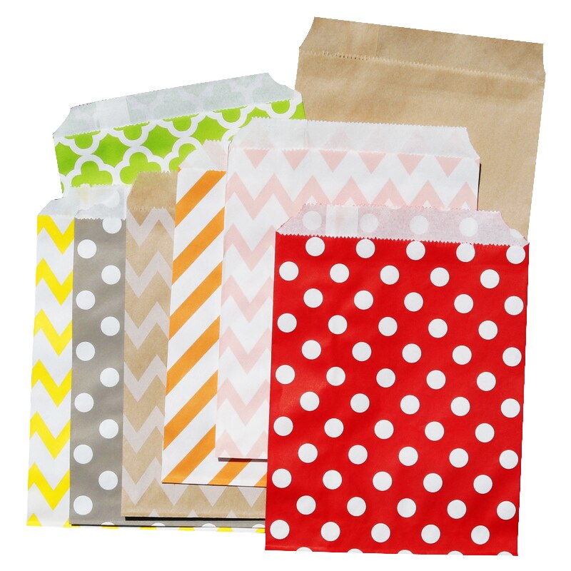 pcs Retro Gifts Bags Dot Wave Pattern Paper Wrap Bag Candy Cookie Packaging Wedding Birthday Decoration Baby Shower Supplies 