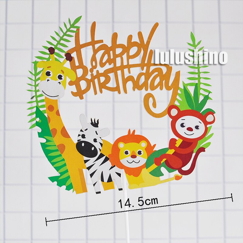 Lovely Animal Cake Topper Safari Jungle Wild Forest Tiger Lion Animals Figures Woodland Cupcake Toppers Decoration Birthda 