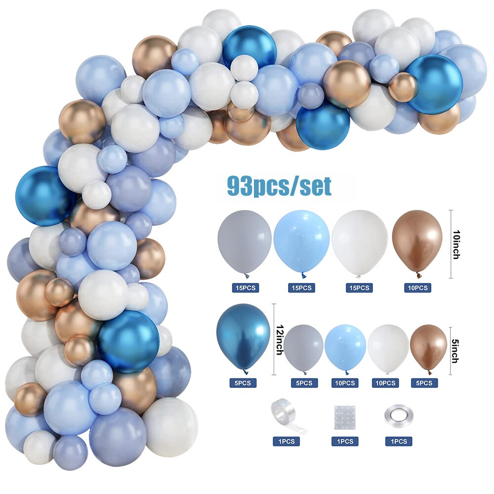 pcs Birthday Balloon Garland Arch Kit Blue Champagne Metallic Baloon Wedding Party Decoration Baby Shower Gender Reveal Globes Inflatable Decorations