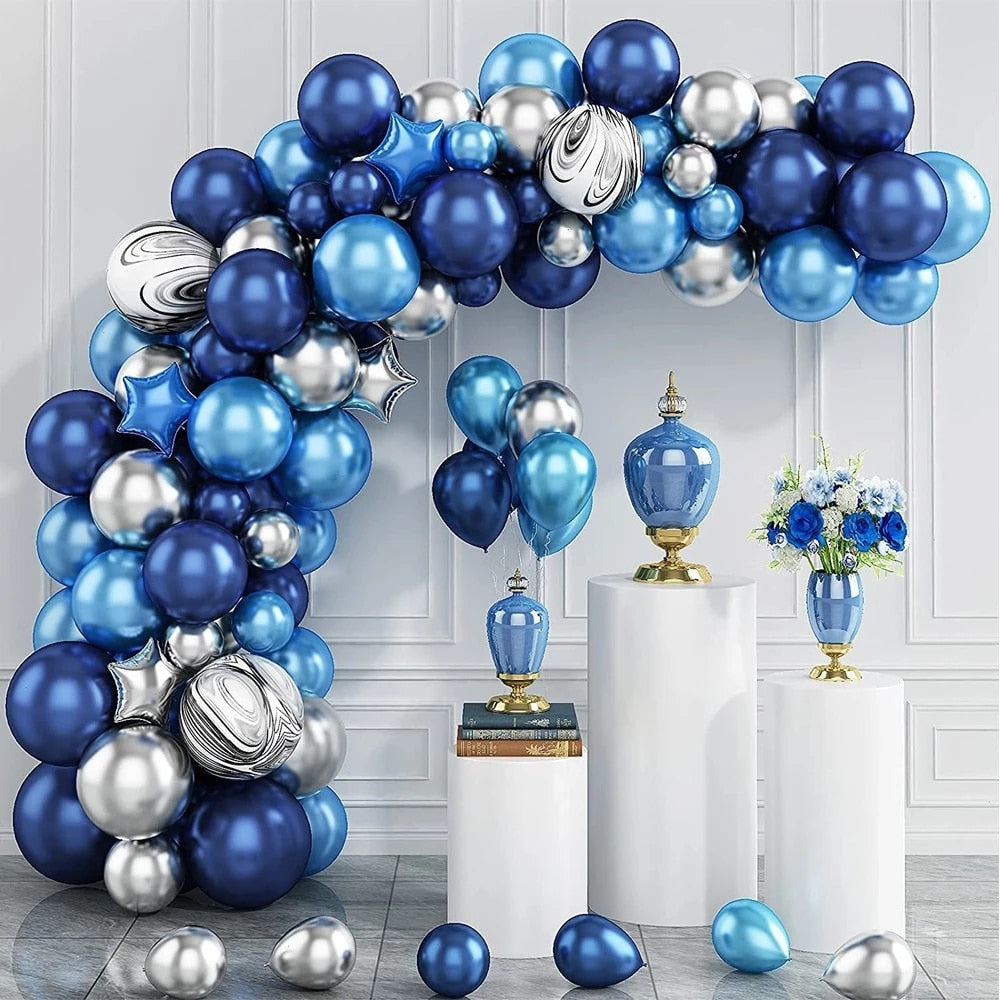 pcs Metallic Navy Blue Latex Balloon Garland Arch Kit Silver Star Foil Ballons Wedding Birthday Baby Shower Party Decor Inflatable Decorations