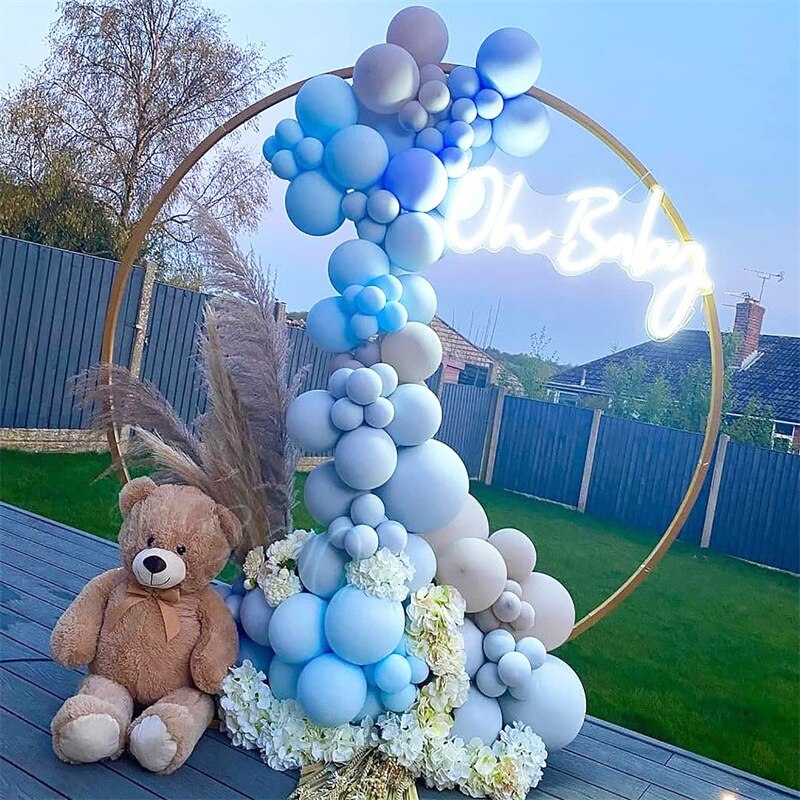 pcs Baby Shower Balloon Garland Arch Kit Blue Gold Metal Double Baloon Wedding Party Decor Birthday Anniversary Gender Reveal Inflatable Decorations