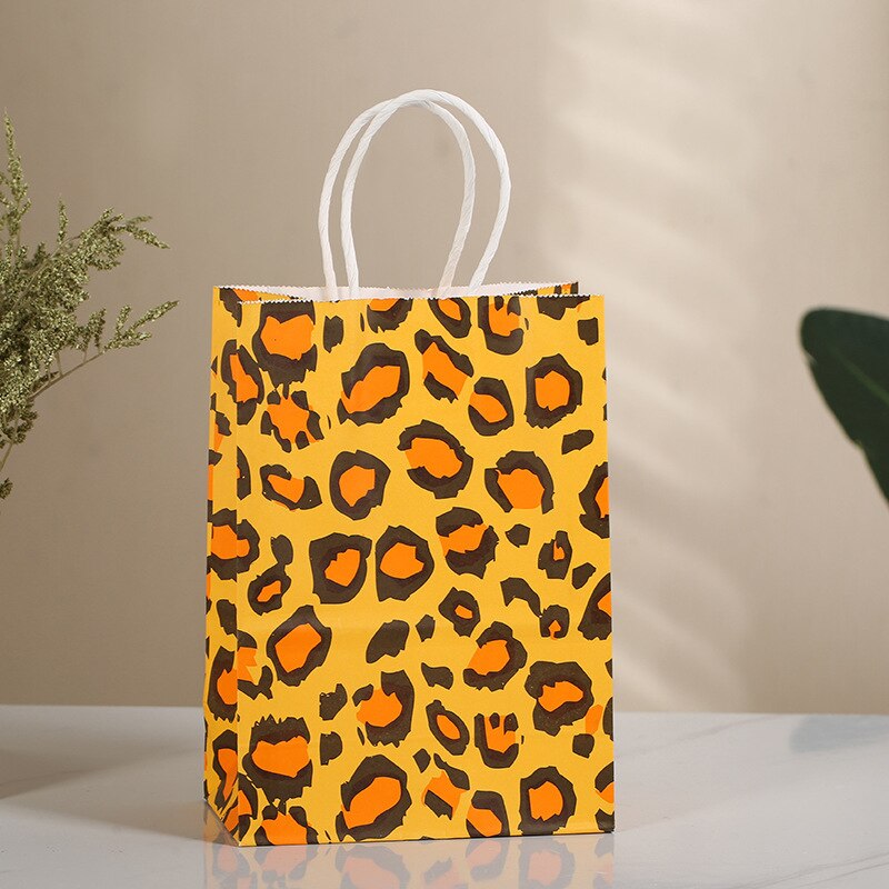 pcs Paper Tote Bag Zebra Tiger Floral Candy Gifts Packing Bags Jungle Birthday Party Decoration Baby Shower Wedding Supplies 