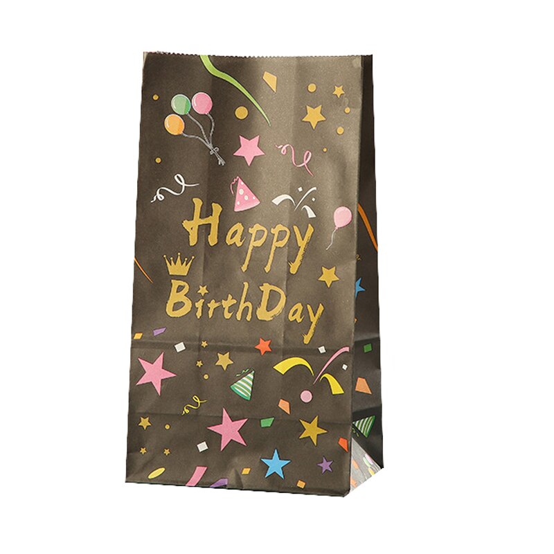 pcs Happy Birthday Gifts Bag Flower Pattern Kraft Paper Bags Candy Cake Packaging Boy Girl Anniversary Party Supplies 