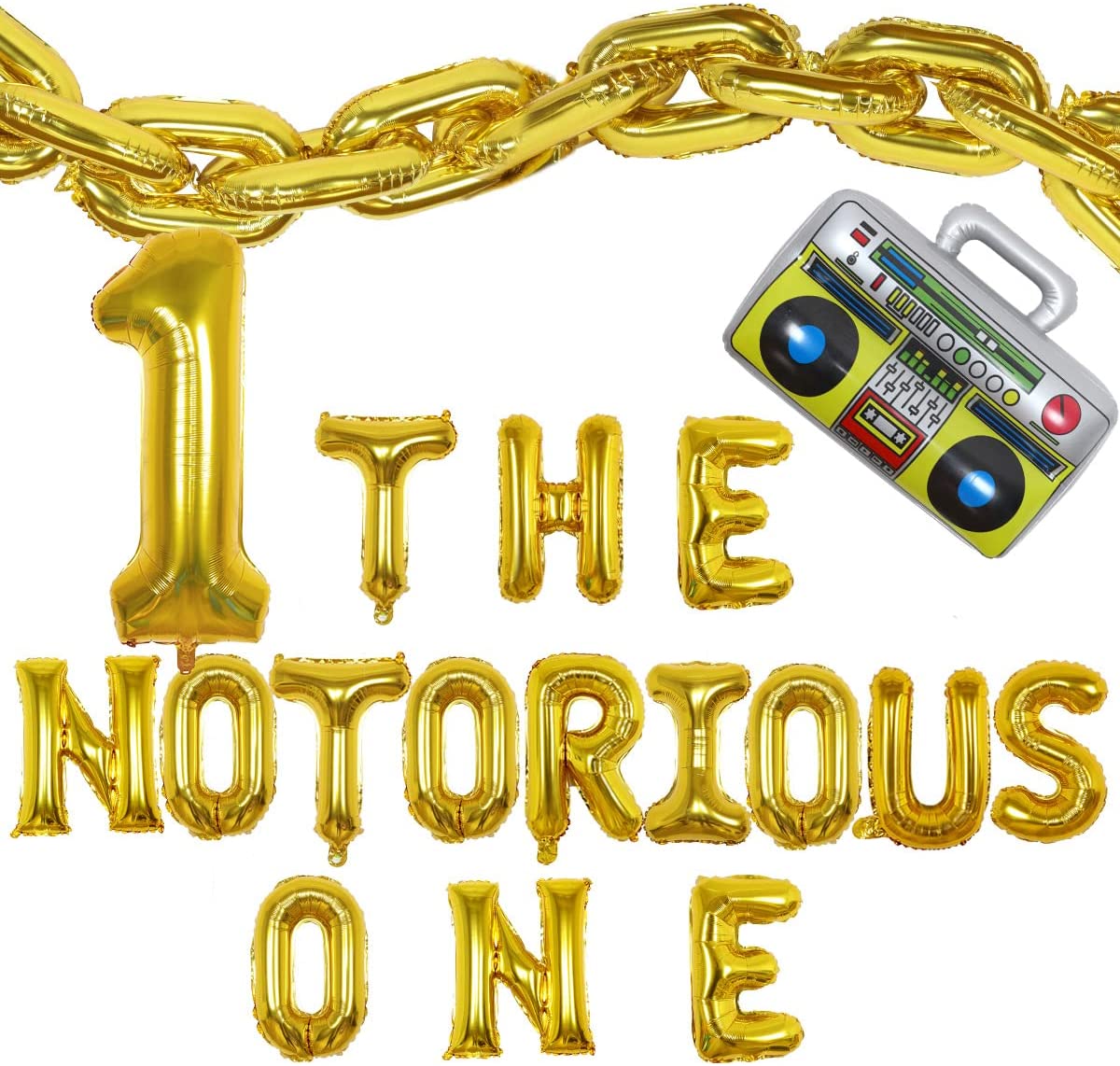 Radio Theme Baby st Birthday Party Decoration Notorious One Balloons Gold Chain Hip Hop Supplies 