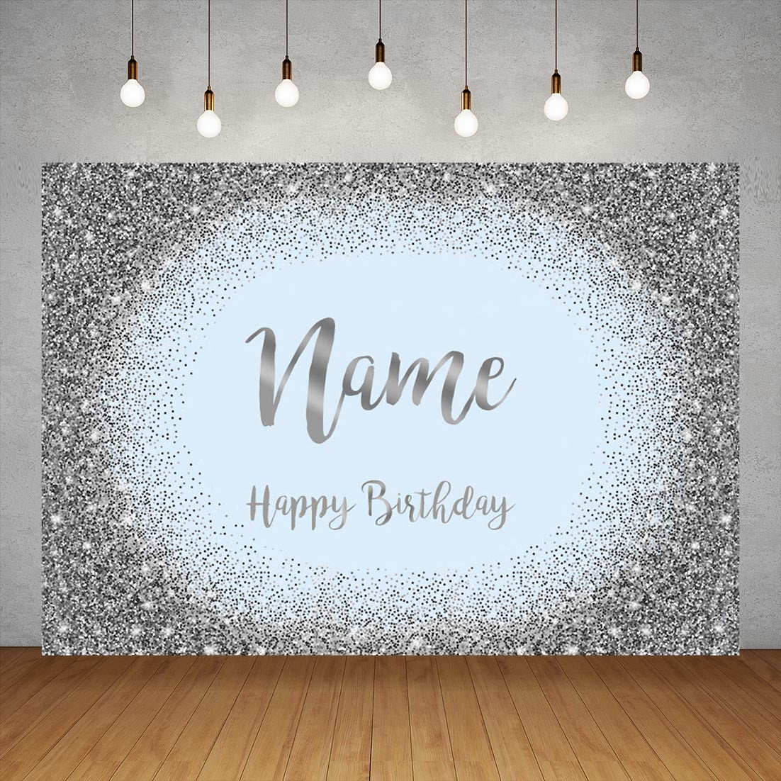 Birthday Black Golden Glitter Custom Name Photography Backgrounds Vinyl Backdrop Children Party Banner Anniversary Photocall 