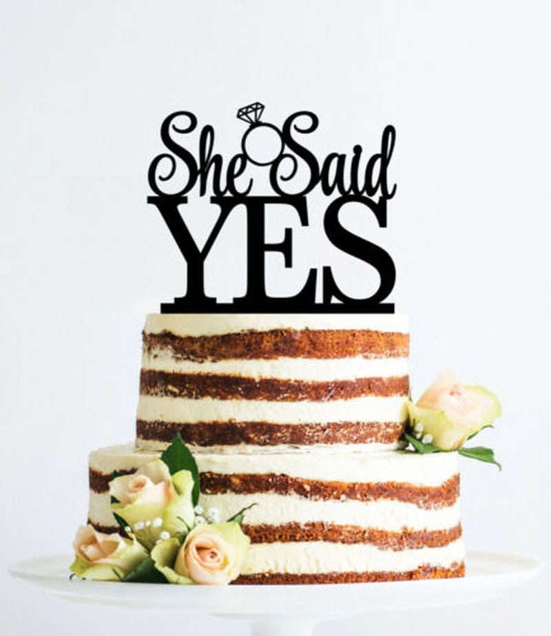 Said Yes Acrylic Cake Topper Wedding Engagement Anniversary Decoration Valentines Day Decorating Party Supplies 