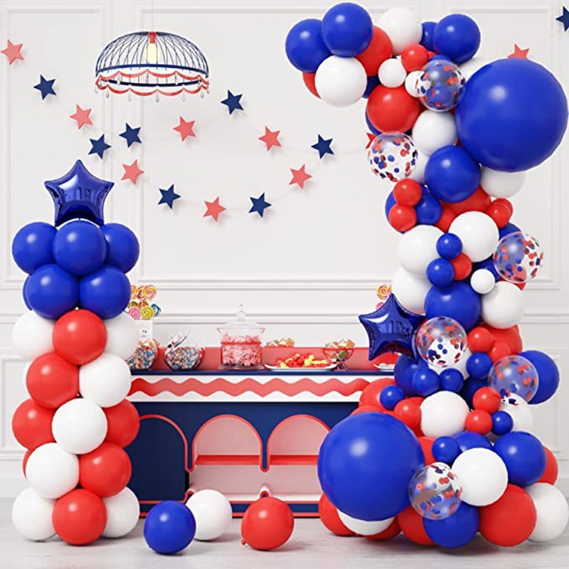 pcs Red White Blue Balloon Garland Arch Kit Nautical Party Baseball th July Independence Day Decorations Inflatable