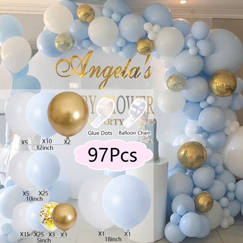 Balloons Arch Set White Blue Purple Balloon Garland Adult Child Birthday Party Baby Baptism Shower Wedding Decoration Inflatable Decorations