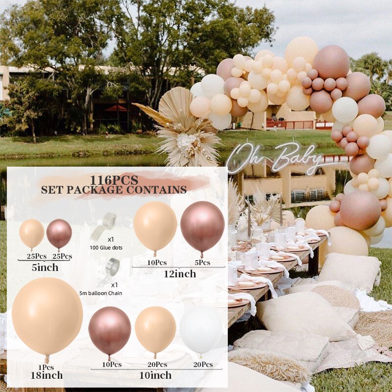 pcs Rose Apricot Arche Balloons Set Wedding Suppliers Garland Chrome Latex Balloon Decor Mariage Birthday Party Needs Inflatable Decorations