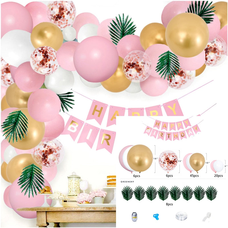 pcs Pink Macaron Metal Balloon Set Butterfly Balloons Garland Arche Birthday Party Decoration Wedding Decor Baby Shower 