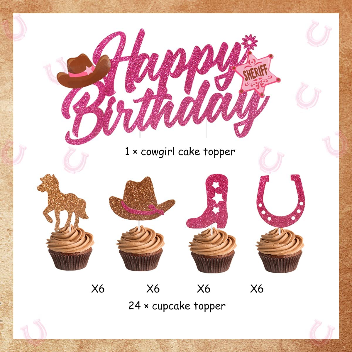 Western Cowgirl Theme Party Decorations Pink Horse Cake Cupcake Girls st nd rd Birthday Supplies 