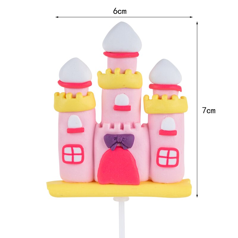 Girls Happy Birthday Baked Cake Decorated Rainbow Castle Girl Card Plug-in Pink Princess Doll Pendant Topper 