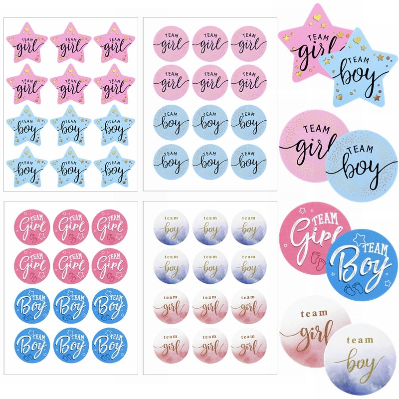 pcs Team Boy Girl Stickers Vote Sticker Gender Reveal Party Decoration Baby Shower Packaging Seal Labels 