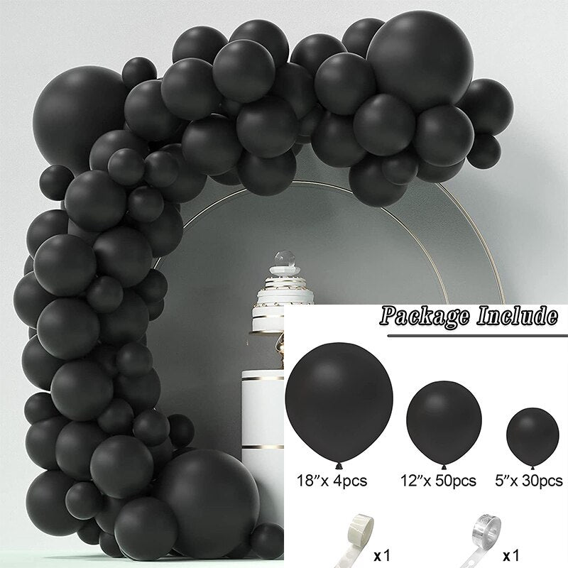 86Pcs Pastel Black Balloons Garland Stand Diy Arche Ballon Baby Shower Wedding Decoration Globos Birthday Party Supplies PartyDecorHQ