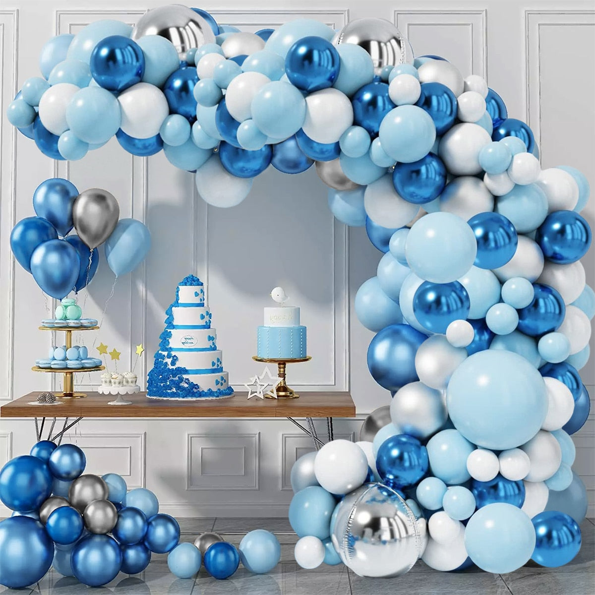 Blue Silver Birthday Balloon Garland Arch Kit Wedding 1st Birthday Balloons Decoration Party Balloons For Kids Baby Shower PartyDecorHQ