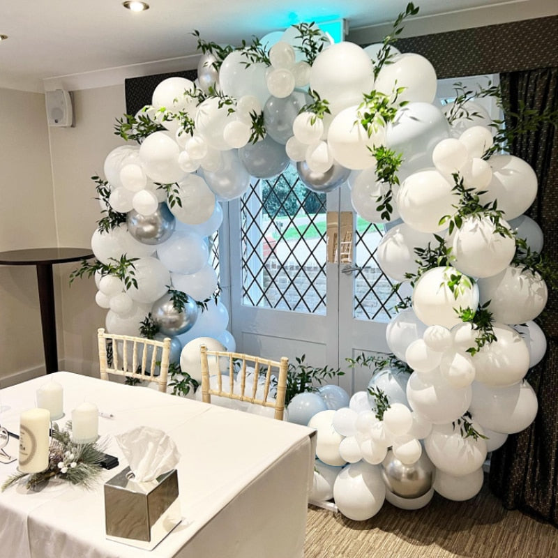 Pcs Balloons Arch Set White Gray Silver Balloon Garland Birthday Baby Baptism Shower Wedding Party Decoration Inflatable Decorations