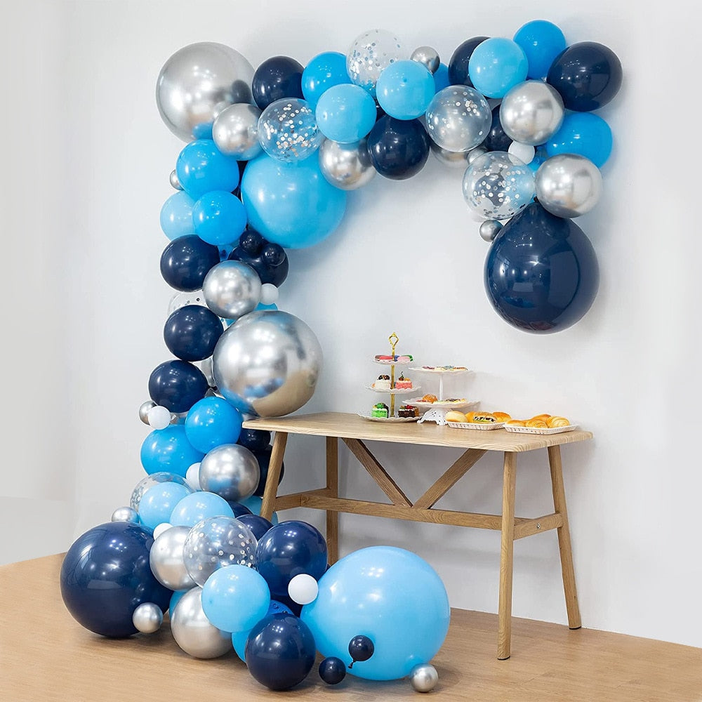 Blue Balloon Garland Arch Kit Metal Silver Latex Set Baby st Birthday Party Shower Decoration Inflatable Decorations