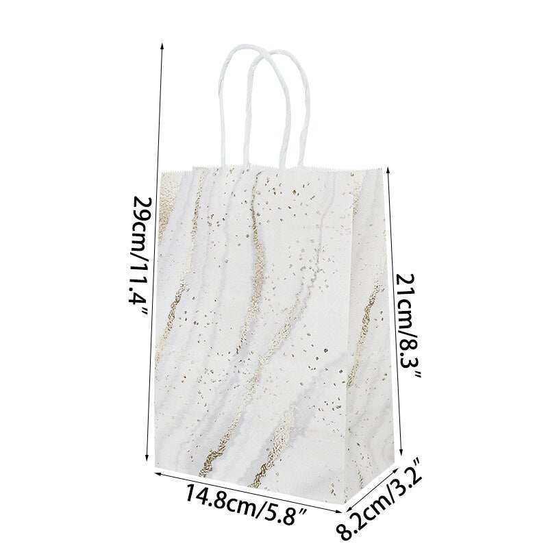 5pcs Wedding Kraft Paper Gift Bag with Handle Marble Design Printing Packaging Bags Birthday Festival Party Favors Decor Supplie PartyDecorHQ