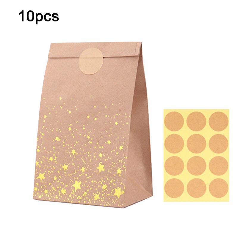 pcs Thank Love Gift Bag Sticker Bronzing Black Kraft Paper Bags Wedding Birthday Party Candy Cookie Packaging 