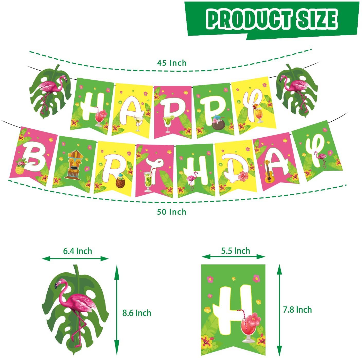 Hawaiian Theme Party Decoration Pineapple Leaf Balloons Birthday Banner Flamingo Cake Toppers Summer Supplies 