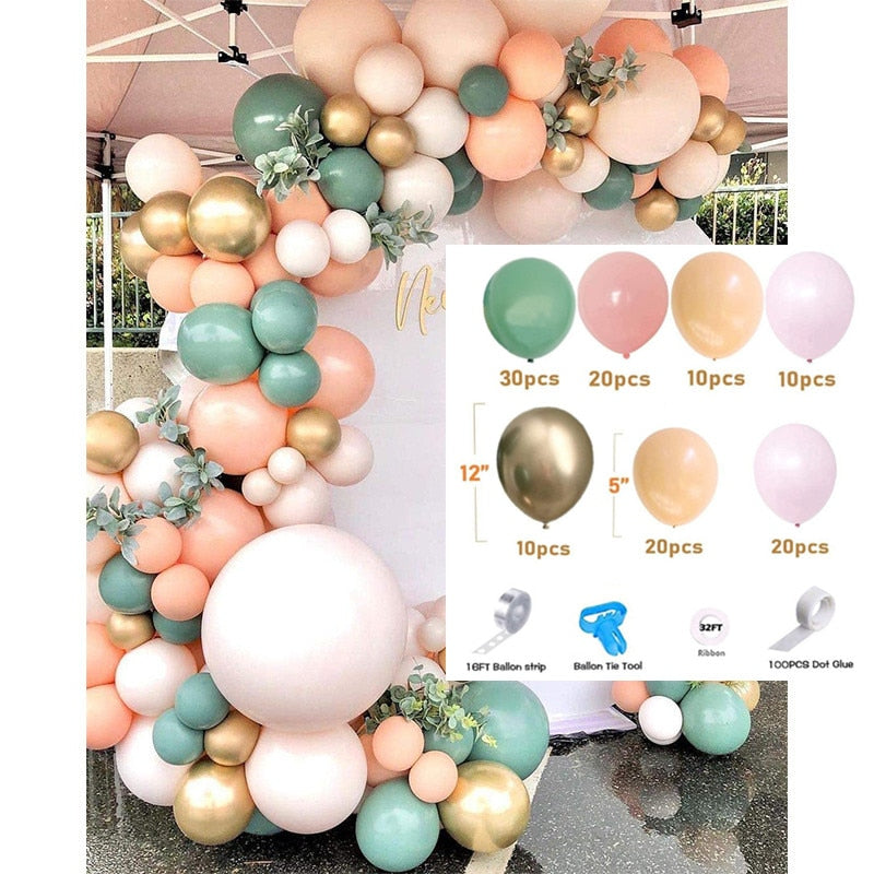 Party Wedding Decoration Balloon Garland Arch Kit Latex Macaron Valentine Mariage Birthday Baby Shower Balloons Anniversaire Inflatable Decorations