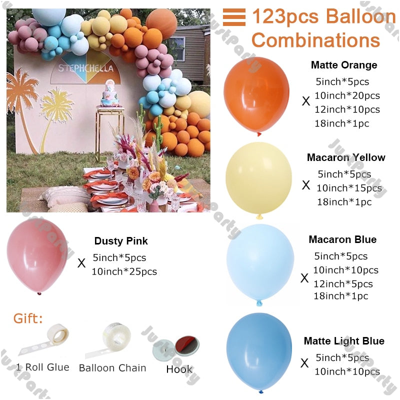 pcs Matte Orange Balloon Garland Kit Wedding Decoration Dusty Pink Yellow Blue Arch Hawai Party Baby Shower Decor Inflatable Decorations