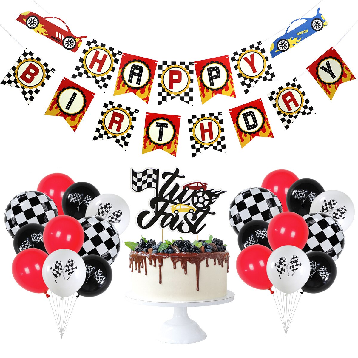 Racing Car Theme Birthday Party Decoration Balloons Set Banner Cake Topoper Boy st nd rd Supplies 