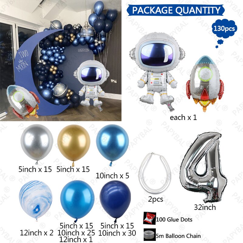 pcs Universe Outer Space Astronaut Rocket Galaxy Theme Latex Foil Balloons Garland Arch Kit Boy Birthday Party Decors Globos Inflatable Decorations