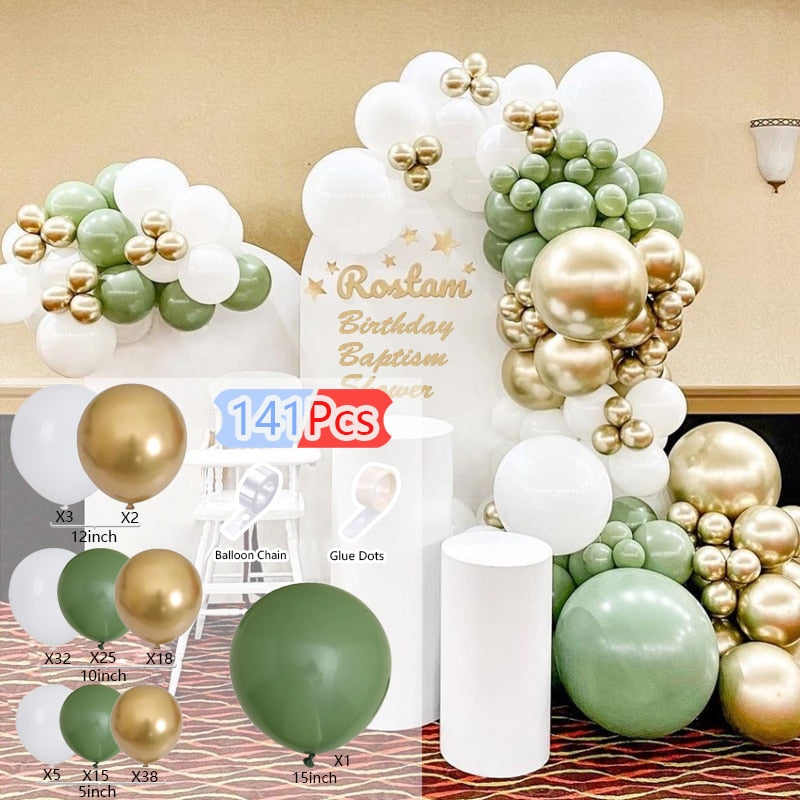 Balloons Arch Set Pink White Green Baloon Garland Baby Baptism Shower Balloon Kit Birthday Party Wedding Decoration 