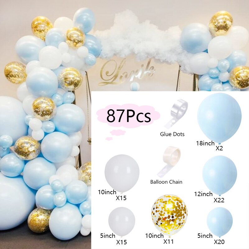 Balloons Arch Set Blue White Sequins Balloon Garland Adult Child Birthday Party Baby Baptism Shower Wedding Decoration Inflatable Decorations